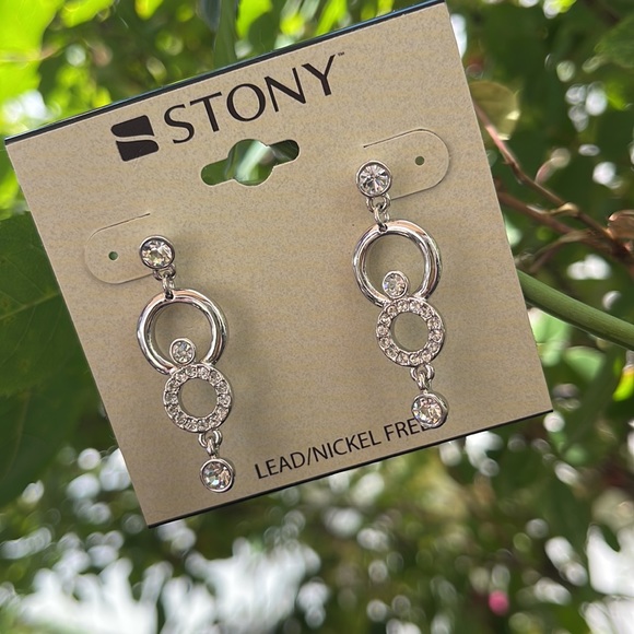 Silver Rhinestone Earrings - Picture 6 of 11